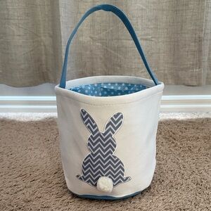 Chevron Bunny Easter Basket - White and Blue